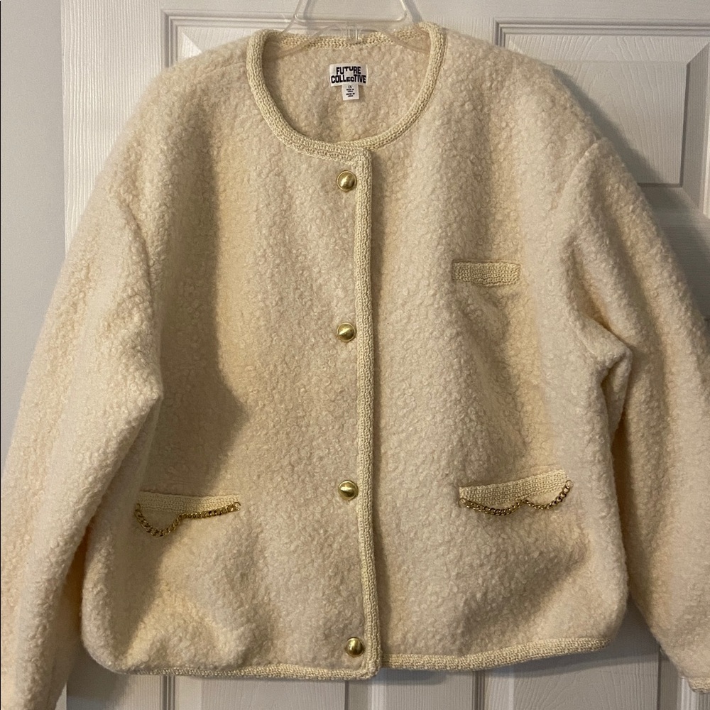Future Collective Cozy Cream Jacket with Gold Buttons size 1X excellent cond - Picture 5 of 12